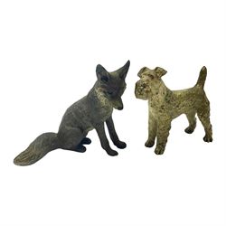 Cold painted bronze model of a seated fo