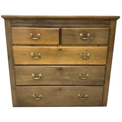 19th century walnut straight-front chest, fitted with two short and three long graduating drawers