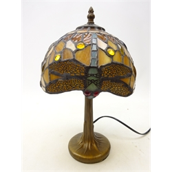  Tiffany style Dragonfly design table lamp, H35cm with box  