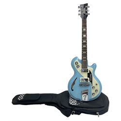 Italia Mondial electric guitar in blue with independent pick-ups, serial no.150066 L100cm; in original Italia carrying case 