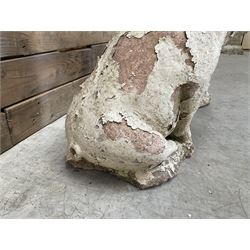 Pair painted stone pigs 