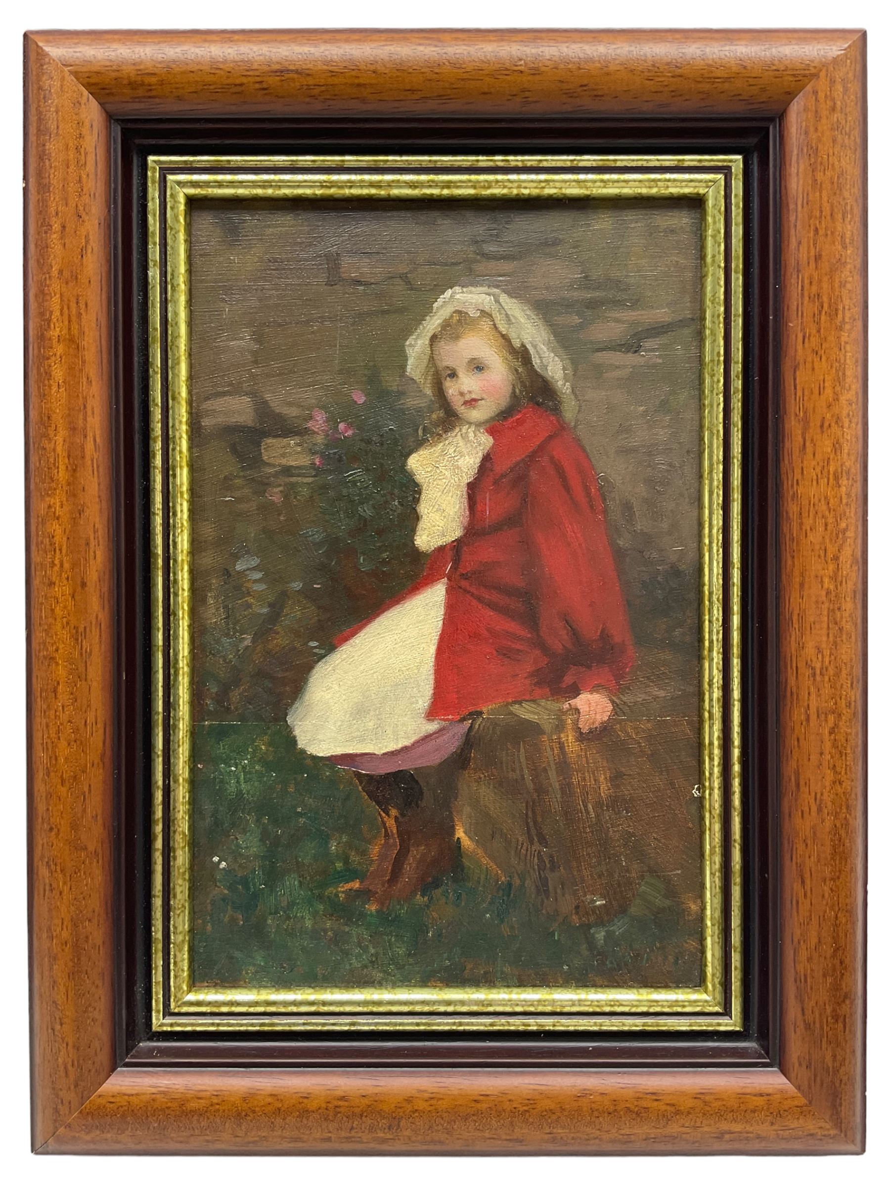 Frederick (Fred) Appleyard (British 1874-1963): Full Length Portrait of 'Cissie Pugh', oil on board unsigned, label verso 26cm x 17cm 
Provenance: Dee, Atkinson & Harrison 29th November 2013 Lot 591