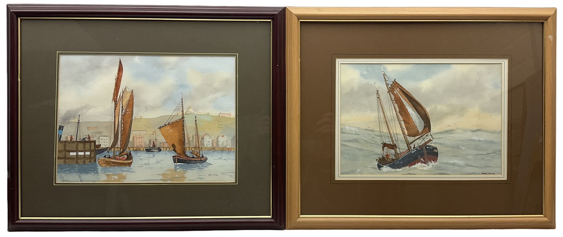 Ken Wigg (British 1913-2014): Sailing Boats in Open Seas and Near Whitby, six watercolours signed max 23cm x 51cm (6)