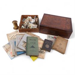 Writing slope, hinged lid revealing a blue velvet writing surface, fitted inkwell and pen ...