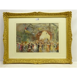  Rowland Henry Hill (Staithes Group 1873-1952): 'The First Hunt Ball Hinderwell', watercolour signed, inscribed 'For J A Preston' and titled 'Picton Hall' verso 32cm x 46cm  DDS - Artist's resale rights may apply to this lot     