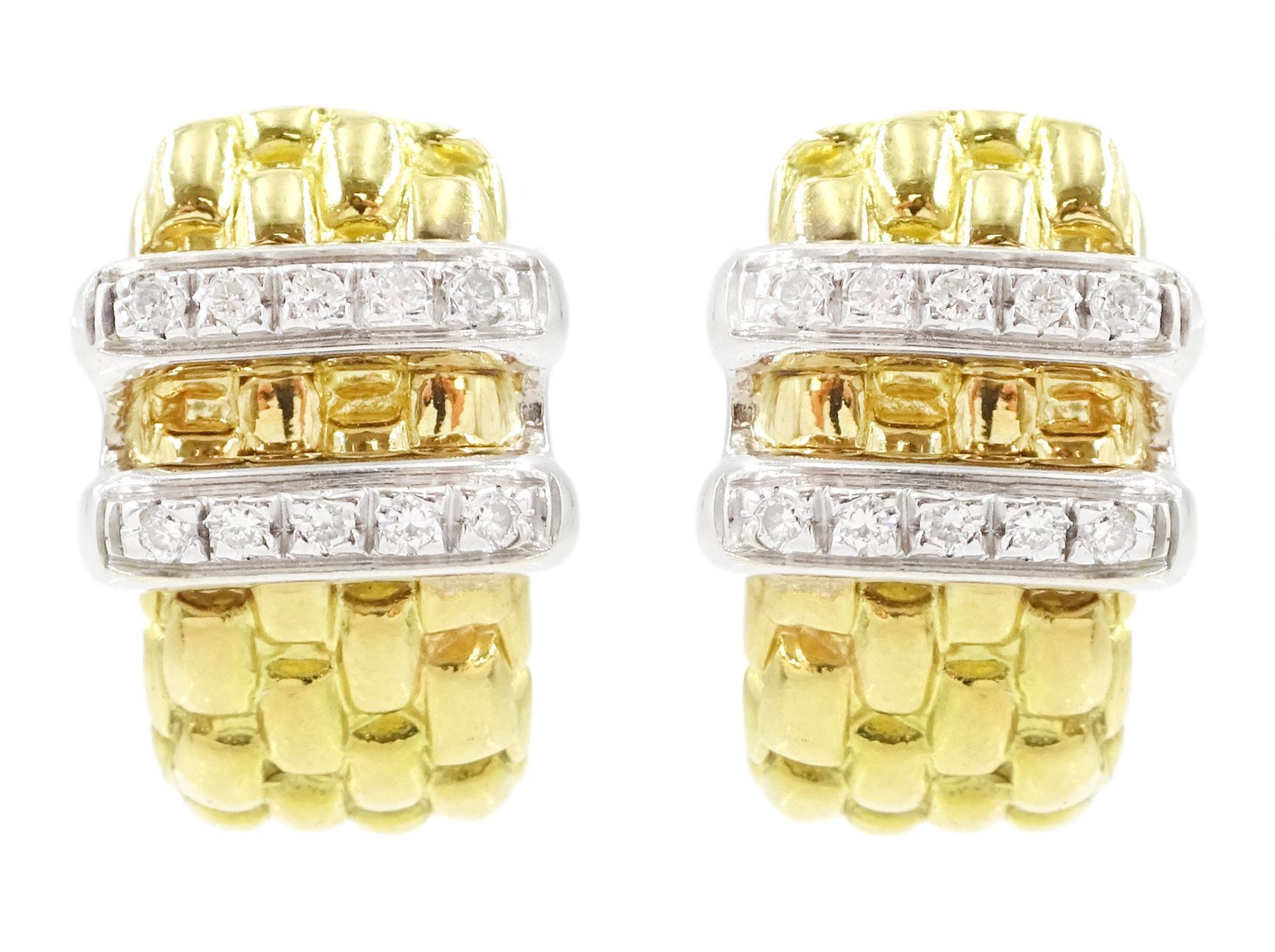 FOPE Solo pair of 18ct white and yellow gold diamond stud earrings, stamped 750, boxed