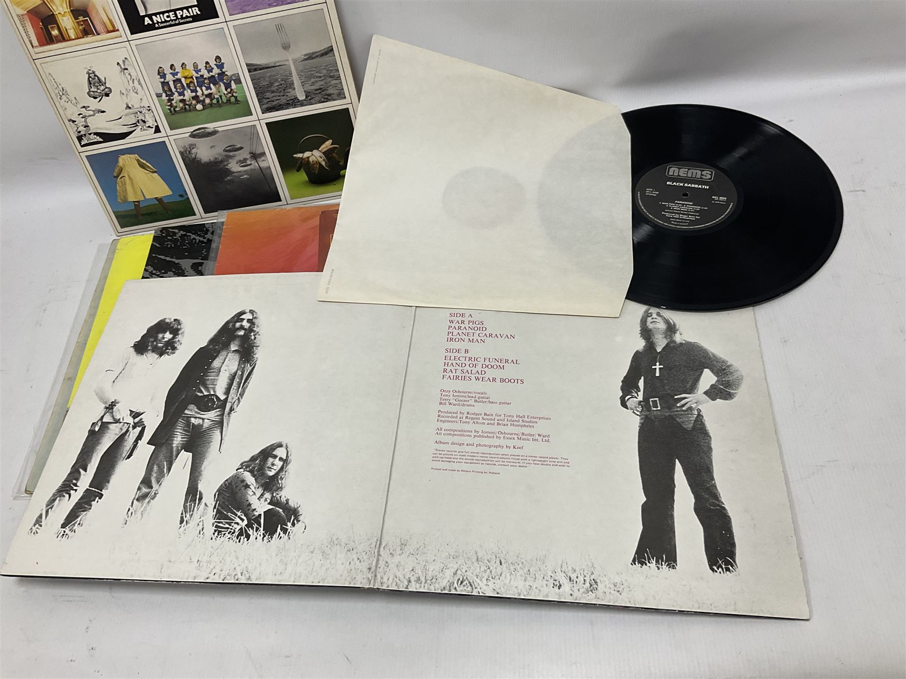 Collection of Rock, Punk and Pop vinyl LP records, including Tyrannosaurus Rex A Beard of Stars, Black Sabbath Paranoid, Derek & The Dominoes Layla, David Bowie Lodger, Kraftwerk Computer World, The Police Zenyatta Mondatta, etc