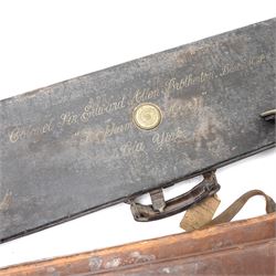 *Leather shotgun case with the label of James Purdey & Sons, London, inscribed 'Colonel Sir Edward Allen Brotherton, Bart MP, Kirkham Abbey, Via York 'and two others with the labels of Linsley Brothers (3)From the Kirkham Hall Attic & Cellar Collection, sold without reserve