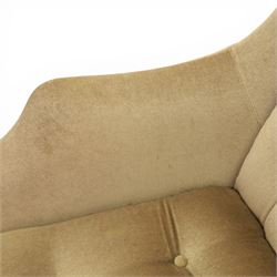 Parker Knoll - 'Blofeld' type model 1028 Statesman swivel chair, upholstered in grey velvet fabric, raised on a teak five point base  