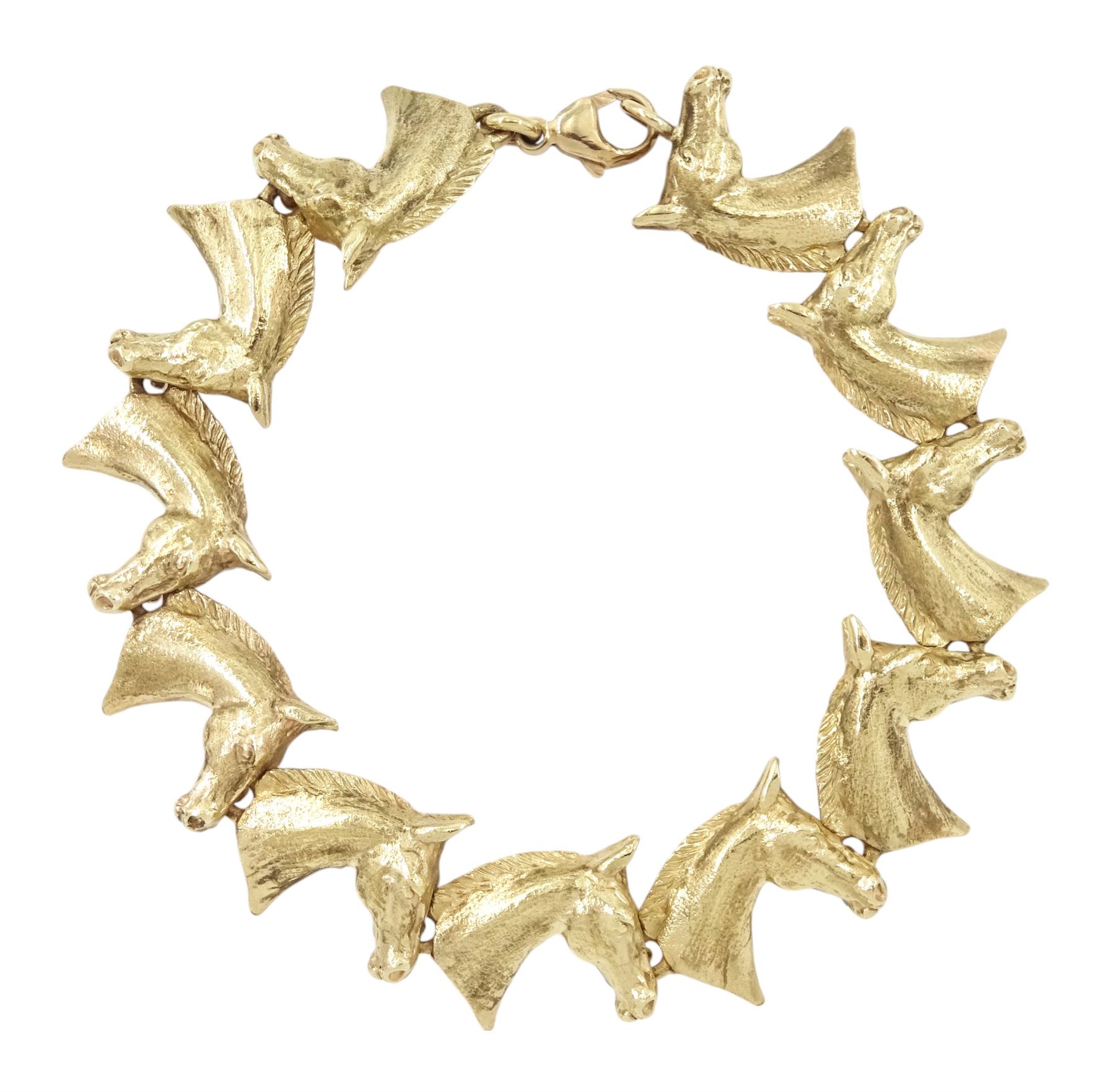 9ct gold horse head link bracelet, Sheffield 2000