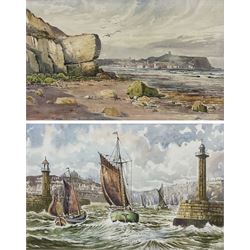 Edward H Simpson (British 1901-1989): Scarborough South Bay and Whitby Harbour, two watercolours signed max 38cm x 60cm (2)