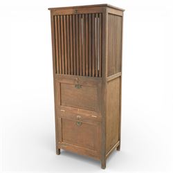 19th century Anglo Indian teak clothes airer cabinet, the rectangular top above a slatted ...