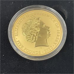 Queen Elizabeth II Bailiwick of Jersey 2022 'RBL Remembrance Poppy' gold proof five pound coin, cased with certificate