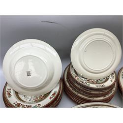 Victorian Copeland Spode Indian Tree pattern dinner service, to include sixteen dinner plates, fifteen side plates, eleven soup bowls in two sizes, four covered tureens of various forms, eight serving platters of various sizes etc  (74)