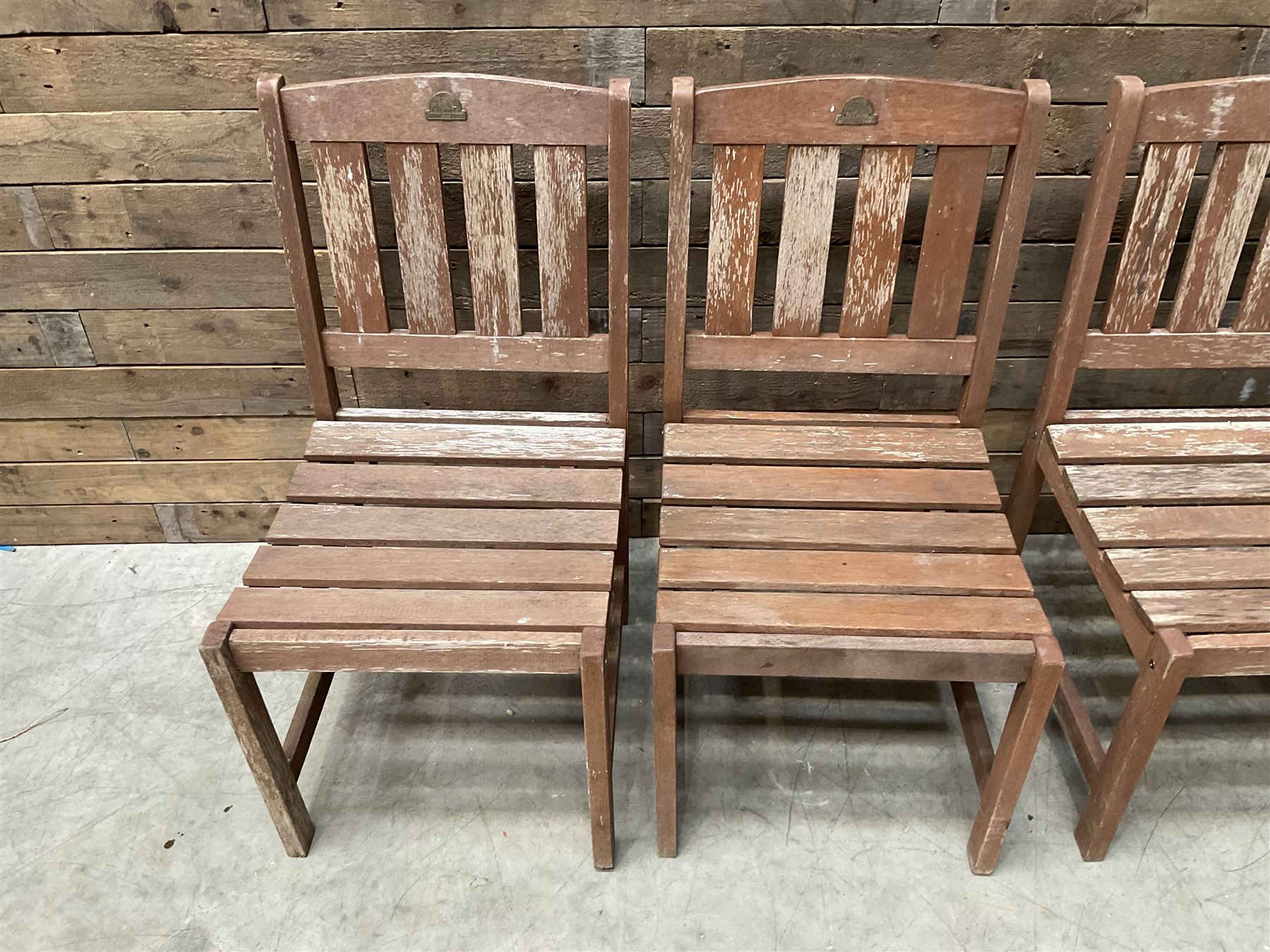 Set of 4 wooden garden chairs