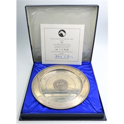  Stuart Devlin silver plate, to commemorate the achievements of Grundy champion racehorse 1975, imited edition 170/500 boxed with certificate approx 15oz  