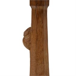 Mouseman - tooled oak table lamp, tapered octagonal stem terminating to square base carved with leaf motifs, carved with mouse signature, by the workshop of Robert Thompson, Kilburn
