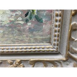 Marjorie Moore (British exh.1922-1937): A French Market, oil on canvas signed 26cm x 31cm