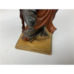 Three soapstone carvings, to include three toed dragon example, carved example with monkeys and another similar, together with carved wood figure, largest L29cm 