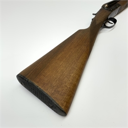 Spanish Stirling 12-bore box lock non-ejector side-by-side double barrel shotgun, the walnut stock with chequered grip and fore-end and 66cm barrels, No.10359, L108cm overall in Brady canvas and leather gun sling SHOTGUN CERTIFICATE REQUIRED