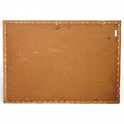 20th century giltwood and gesso wall mirror, rectangular form with pierced foliate and scroll moulded frame, rope twist inner moulding, enclosing an engraved mirror plate decorated with a horse drawn carriage and stylised trees