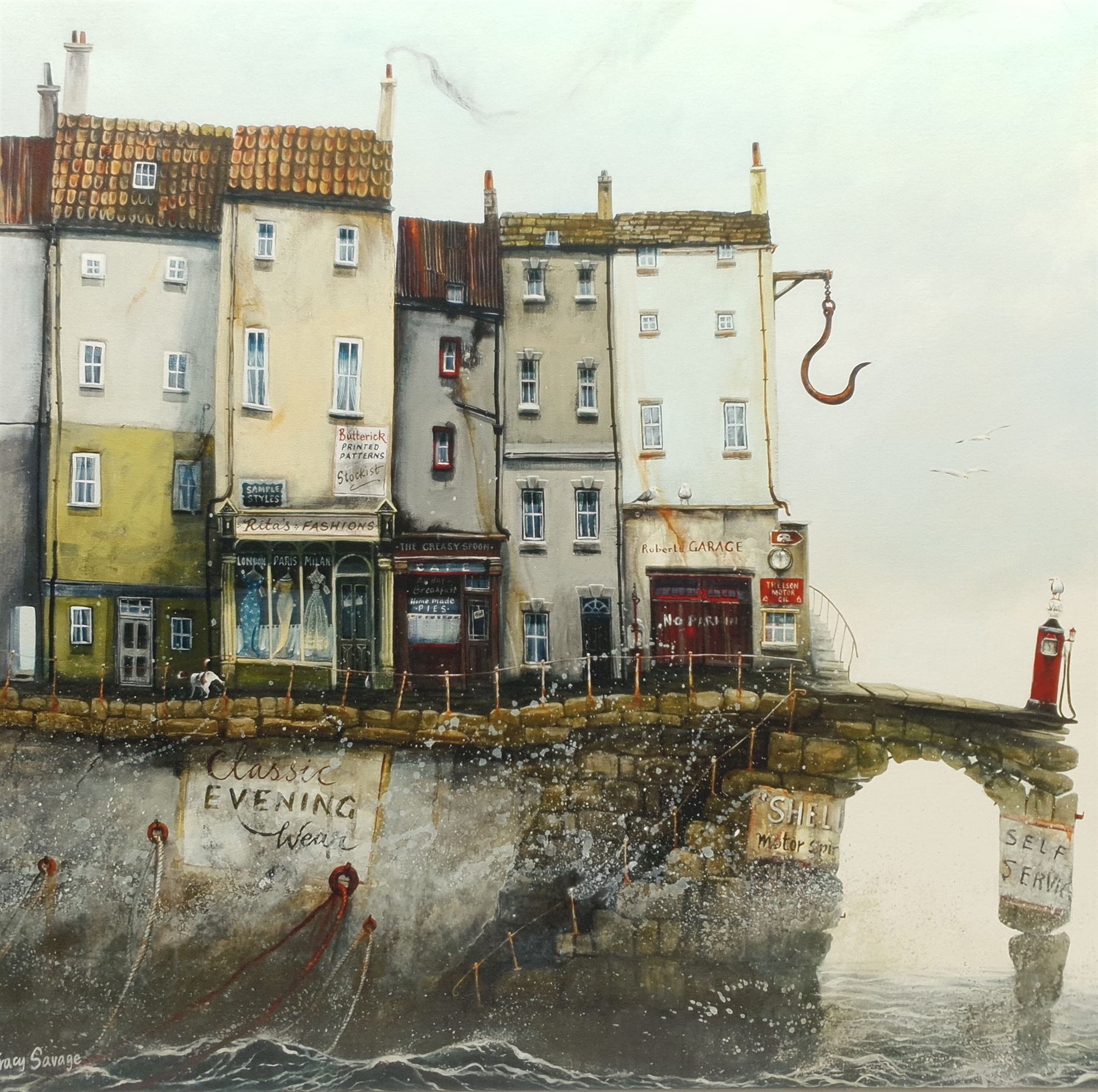 Tracy Savage (British 1963-): 'Half Day Closing', limited edition print on canvas signed titled and numbered 148/295 verso 75cm x 75cm (unframed)