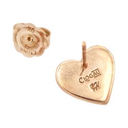 Pair 9ct rose gold heart shape stud earrings, by Clogau, hallmarked 