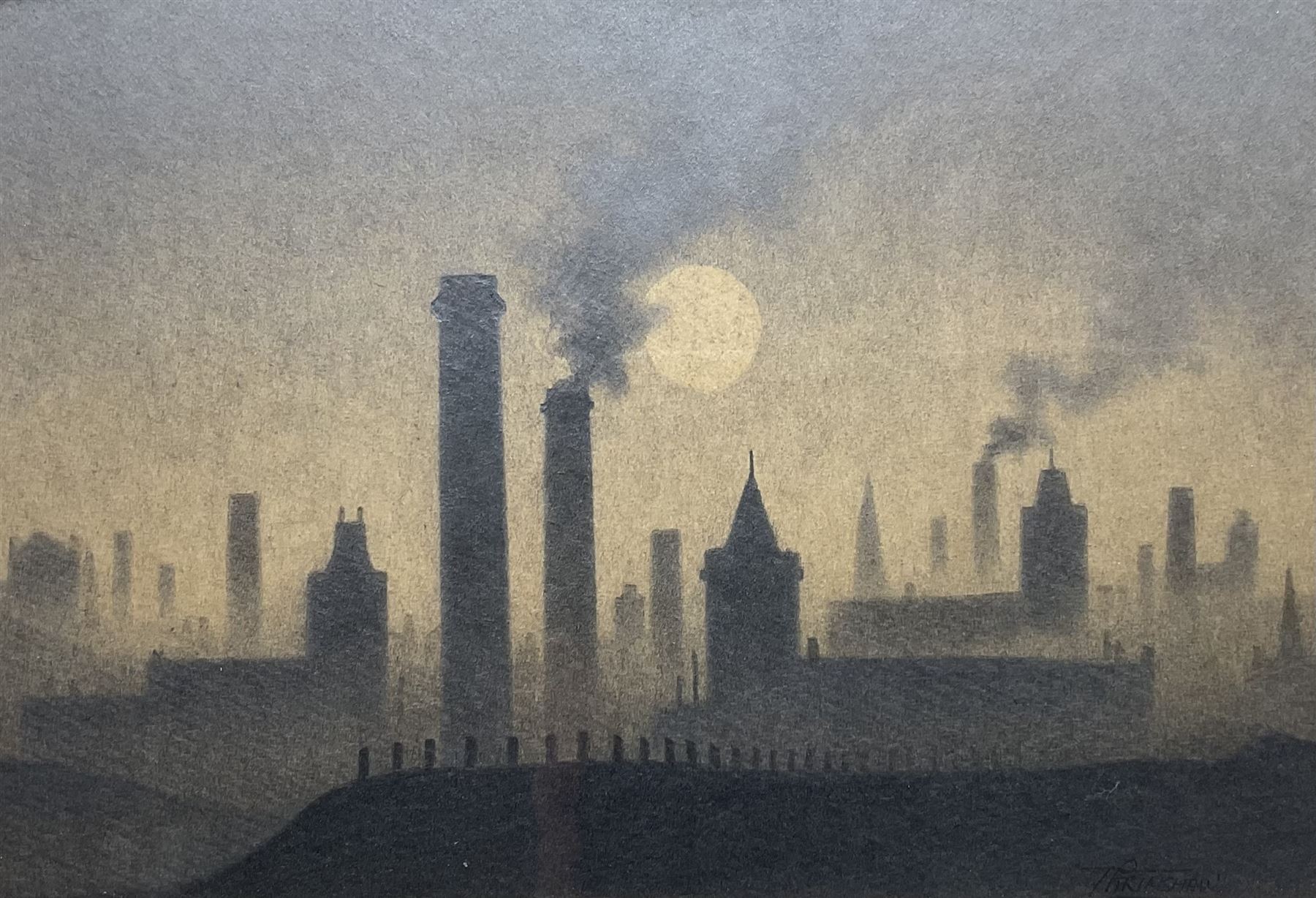 Trevor Grimshaw (British 1947-2001): 'Northern Milltown', graphite signed, titled on label verso 12cm x 18cm 