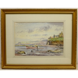  Edward H Simpson (British 1901-1989): Coble on the Scaur Robin Hood's Bay, watercolour signed 25cm x 37cm  