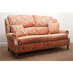  Geoffrey Benson three seat sofa upholstered in Linwood tomato  fabric (W190cm) with matching two seater   