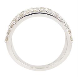 White gold four row, round brilliant cut and baguette cut diamond ring hallmarked 9ct, total diamond weight 2.72 carat 