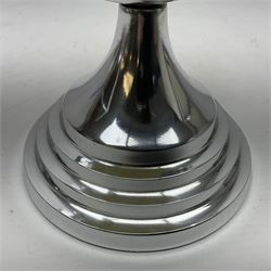 Art Deco style world globe with chrome aeroplane finial and mounts, H31cm