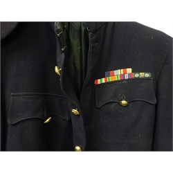  Dress tunic with Royal Engineers QE11 staybrite buttons and WW2 medal ribbon bars, another dress tunic with fusilier type staybrite buttons and a naval able seaman's hat (3)  