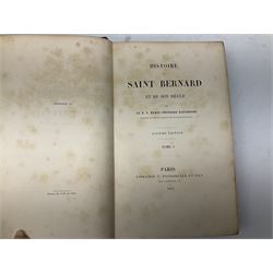 Histoire De Saint Bernard Et De Son Siecle par Le R.P. Marie-Theodore Ratisbonne. 1864 Paris. Two volumes; Nouveau Commentaire Litteral, Critique Et Theologique. 1854 Paris. Nine volumes; and Oeuvres De M. Audin. 1845/7 Paris. Eight volumes. All with leather bindings (19)