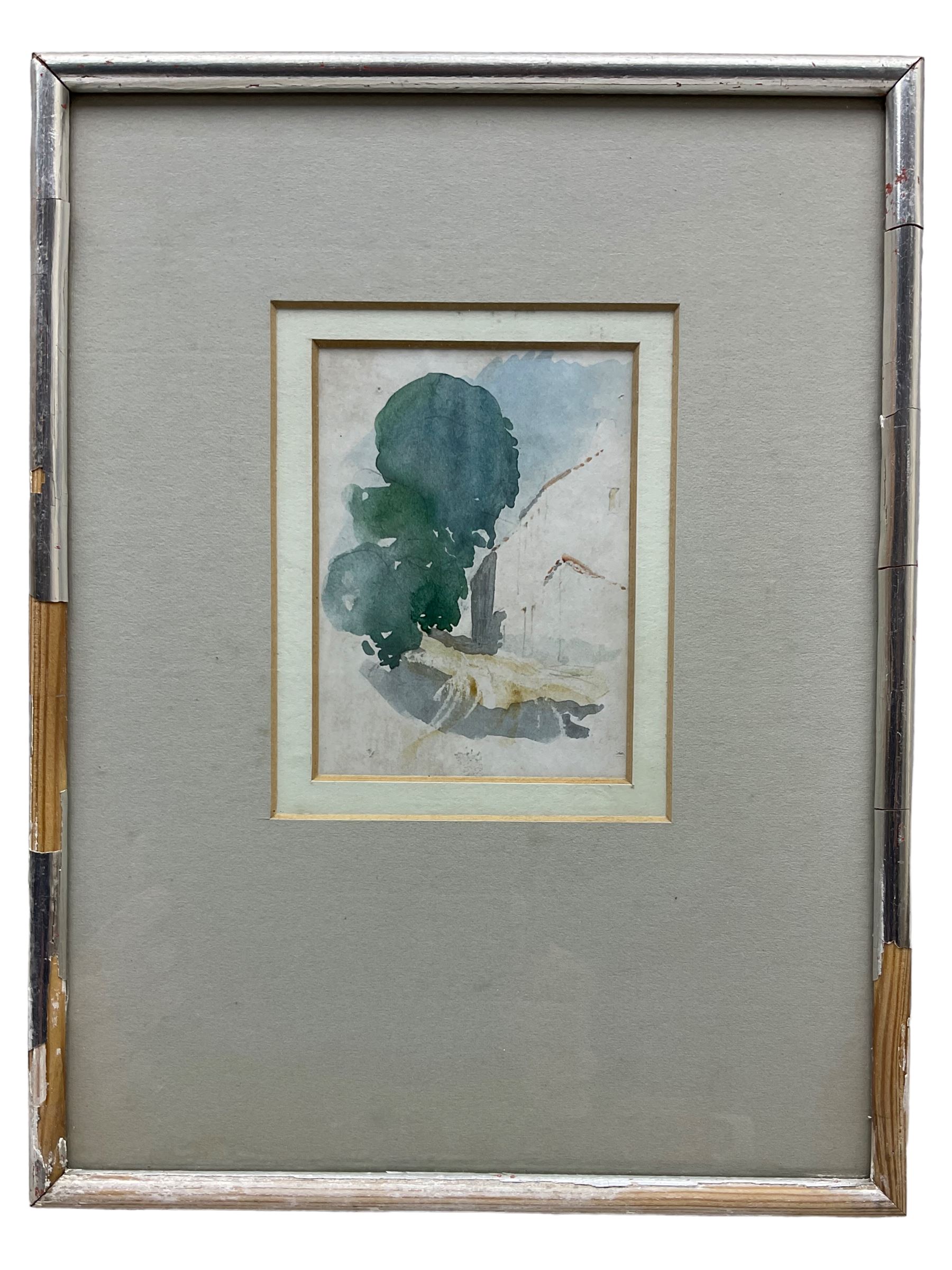 Sir Hugh Casson (British 1910-1999): 'Village Street', watercolour unsigned, labelled verso 11cm x 8cm