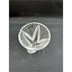 Lalique clear and frosted glass 'Thebes' vase, engraved beneath Lalique France and bearing original label to inside of rim, H11.5cm











 