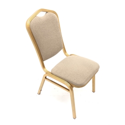  Sixty banquet chairs, gilt reeded frame, upholstered back and seat, W46cm (60)  