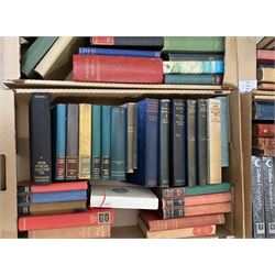 Large collection books, to include twelve volumes of Oxford junior encyclopedia, Winston Churchill the Second World War, Collins Encyclopedia etc, in five boxes  