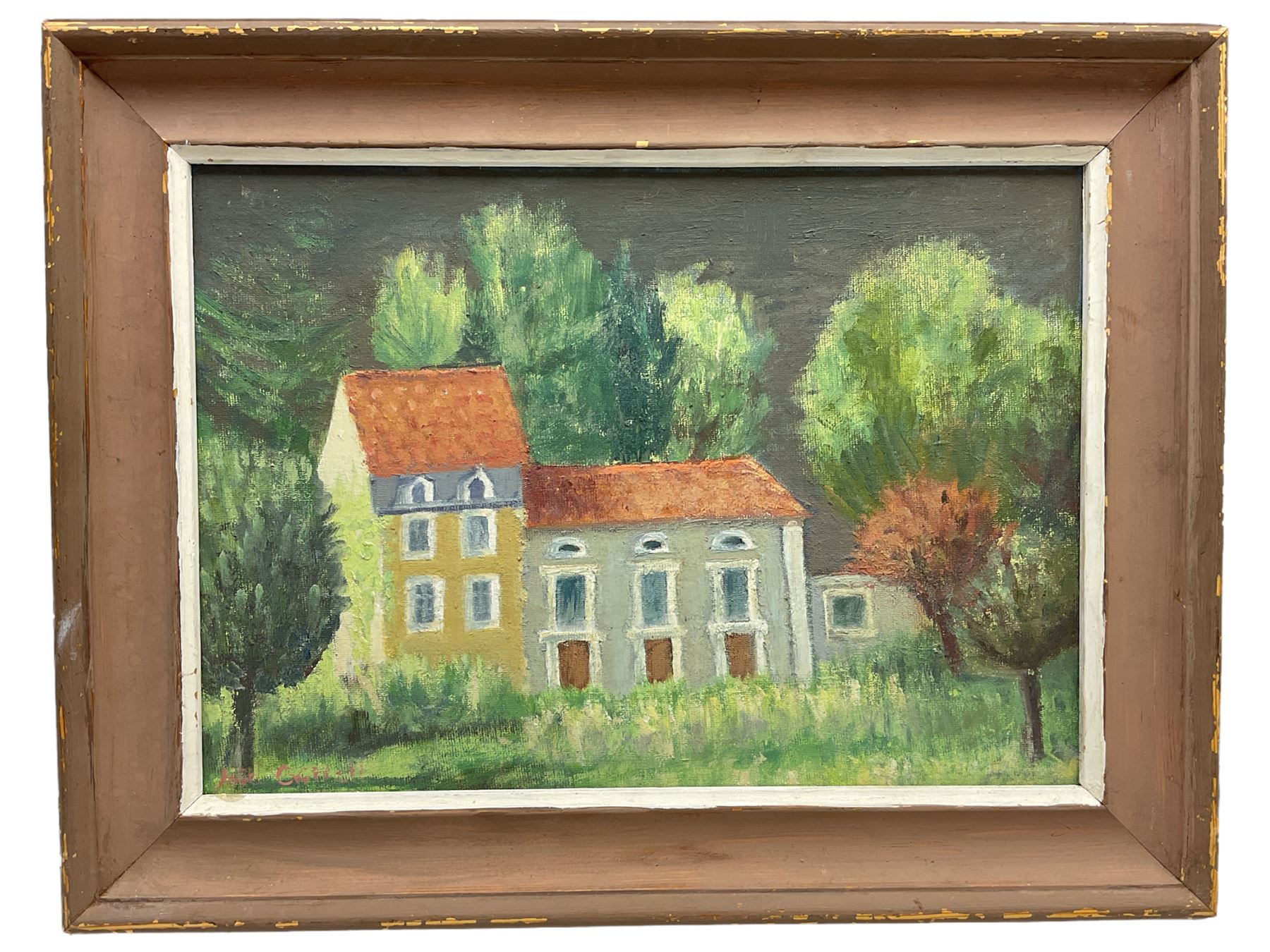 Ariel Crittall (British 1914-2012): 'Moulin de Besse near Riviere France', oil on board signed, titled on label verso 24cm x 34cm