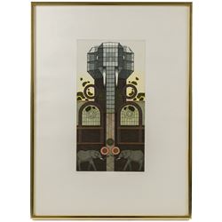 Hans-Joachim 'Jockel' Reisner (German 1938-2023): Imposing Elephant, coloured etching signed and dated 1987 in pencil 32.5cm x 17cm
Notes: Reisner is best known for creating the Bradford City Fire Memorial in 1986. His style of printmaking is characterised by geometric lines and shapes, influenced by his degree in engineering.