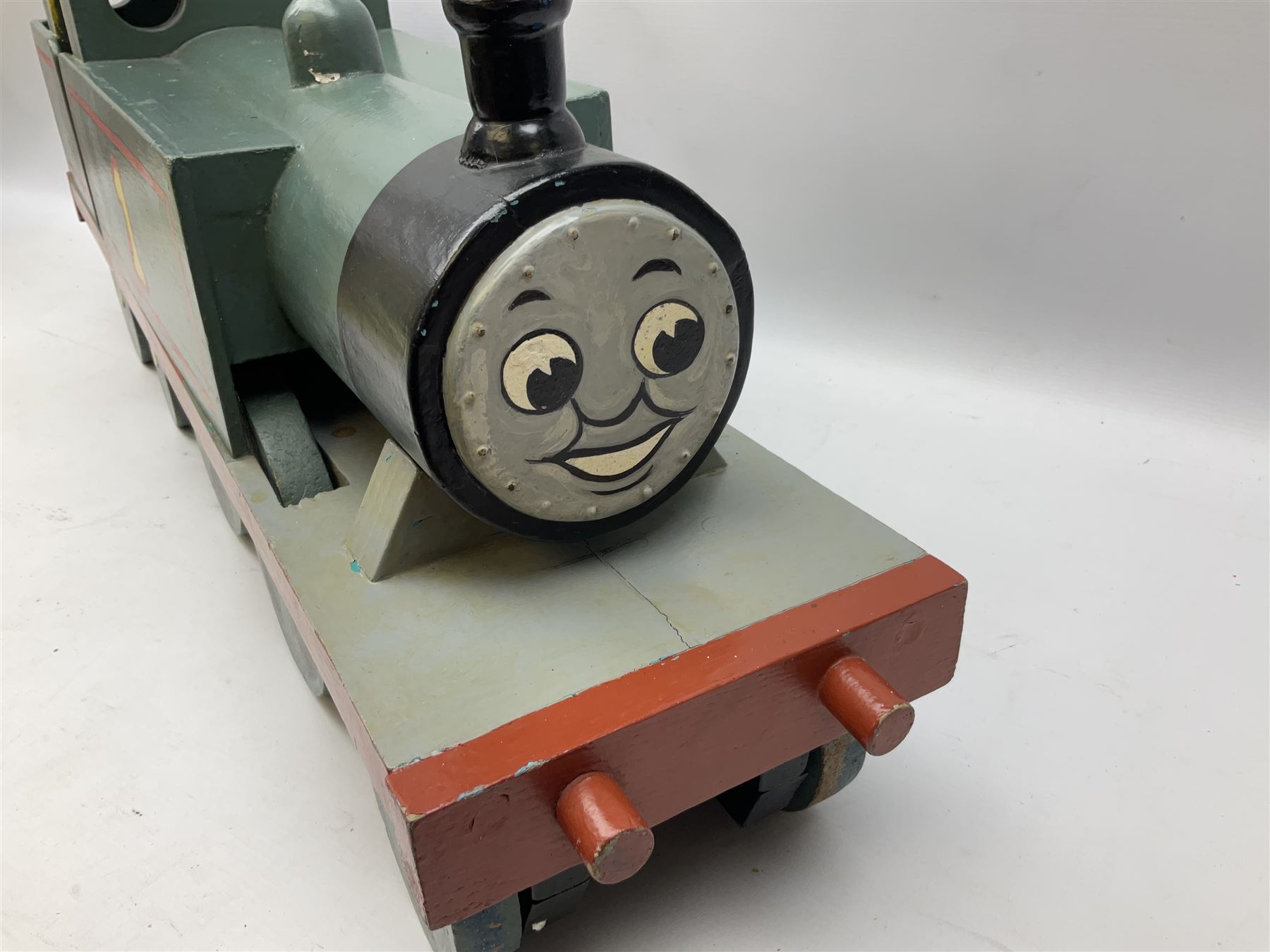 Large scratch-built wooden model of Thomas the Tank Engine L82cm