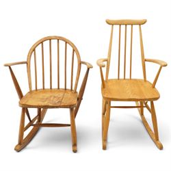 Ercol - two elm and beech rocking chairs, comprising Model 435 ‘Goldsmith’s’ rocking chair...