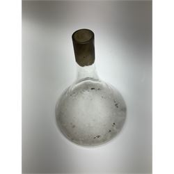 Collection of 19th century and later pharmaceutical laboratory glass, to include, large filter funnel, graham condenser, conical flask, bell jar and another with graduated tube, Provenance: discovered in the storeroom of a long established Hull pharmacist and opticians