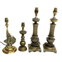 Pair table lamps and two other brass examples (4)