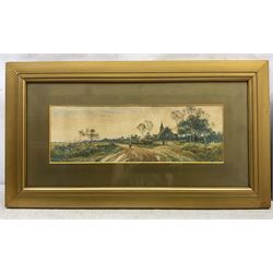 Sophia Sinclair RSA (British fl.1881-1889): The Walk Home, watercolour signed 17cm x 53cm; F Vincent: River Landscape, watercolour signed and dated '04, 15cm x 25cm; J Swift: Cottage, charcoal and chalk signed and dated 1935, 28cm x 19cm  (3)