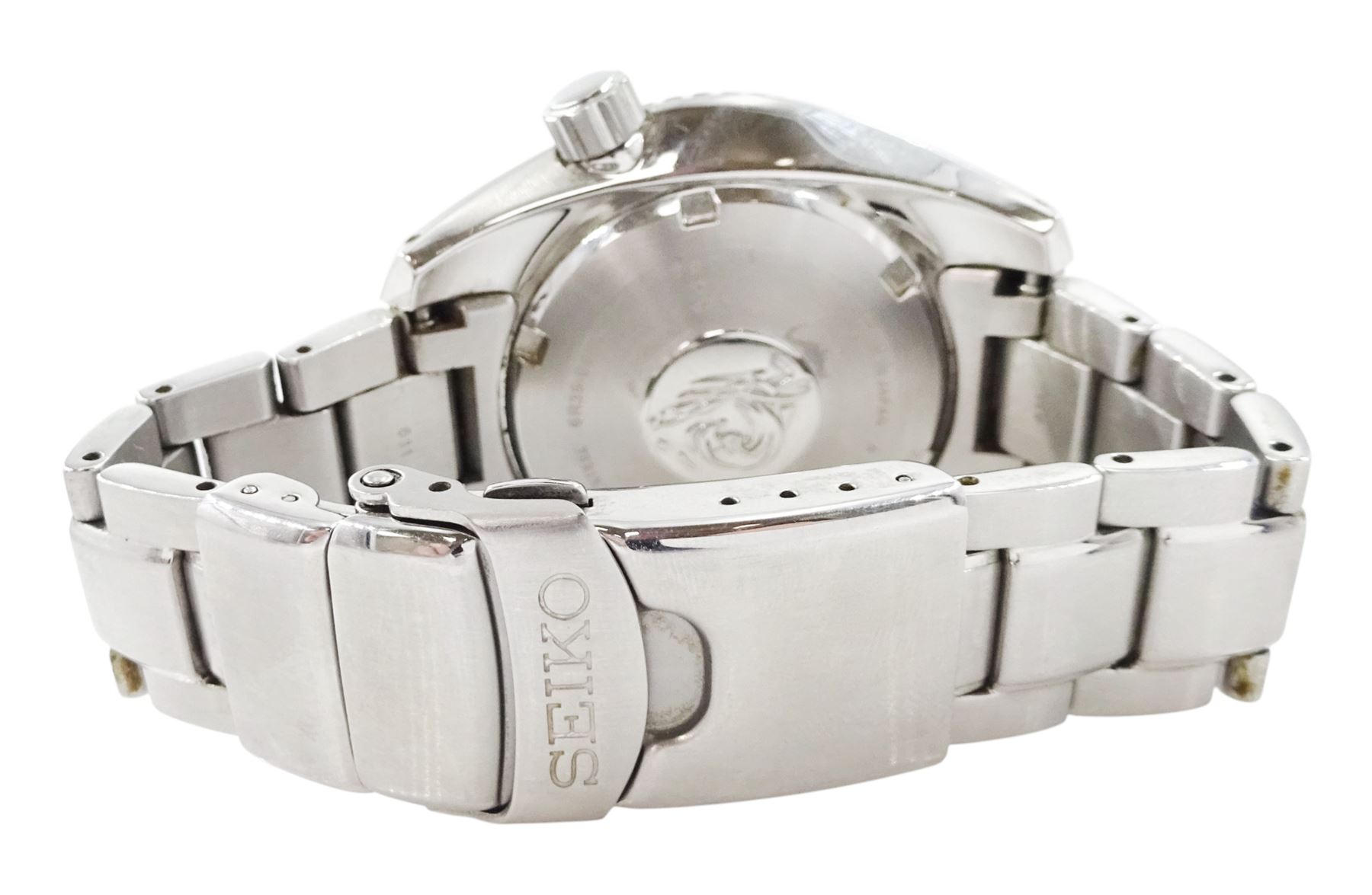 Seiko Prospex gentleman's stainless steel automatic wristwatch, Ref. 6R35-00A0, green dial with luminous hour markers, date aperture and unidirectional rotating green bezel, on stainless steel strap, with fold-over clasp, boxed with additional links and guarantee card dated 2019   