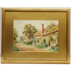 Sidney Valentine Gardner (Staithes Group 1869-1957): Thatched Cottages, watercolour signed 24cm x 34cm 