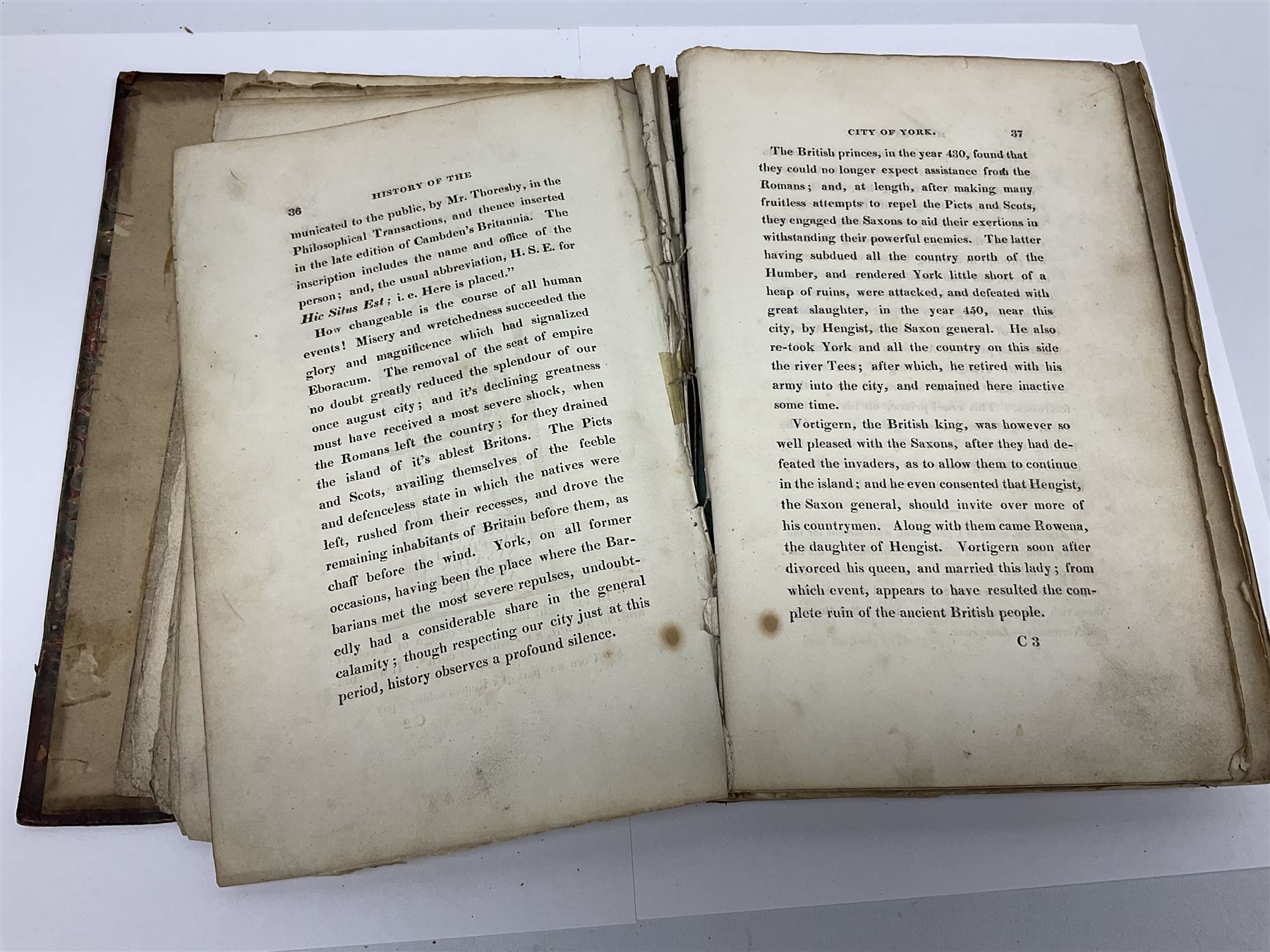 Hargrove Wm.: History and Description of the Ancient City of York. 1818. York Wm. Alexander. Two volumes in three. Disbound and incomplete.
