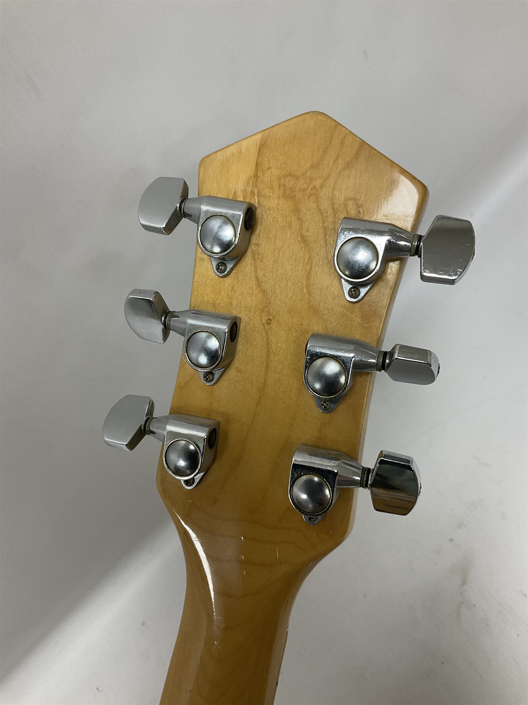 1980s Korean Antoria Jazzstar hollow body electric guitar, in blonde finish with inlaid fretboard, model no E G794, L109cm