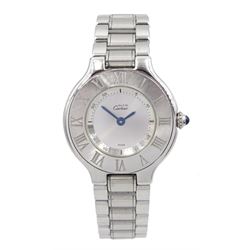 Cartier Must de Cartier 21 ladies stainless steel quartz wristwatch, Ref. 1340, serial No. PL156551, on original stainless steel strap, boxed with additional links 